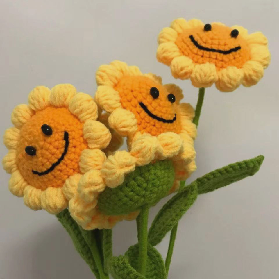 Crochet Handmade Sunflower Smile Face flowers, Special Gifts