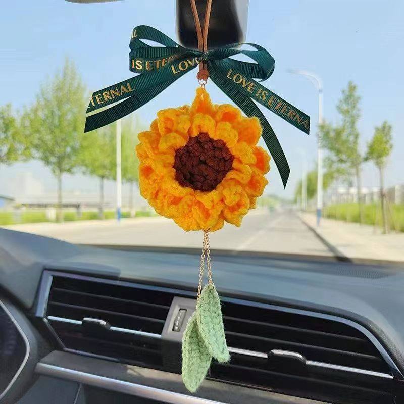 Car Mirror Hanging Accessories Handmade Sunflower