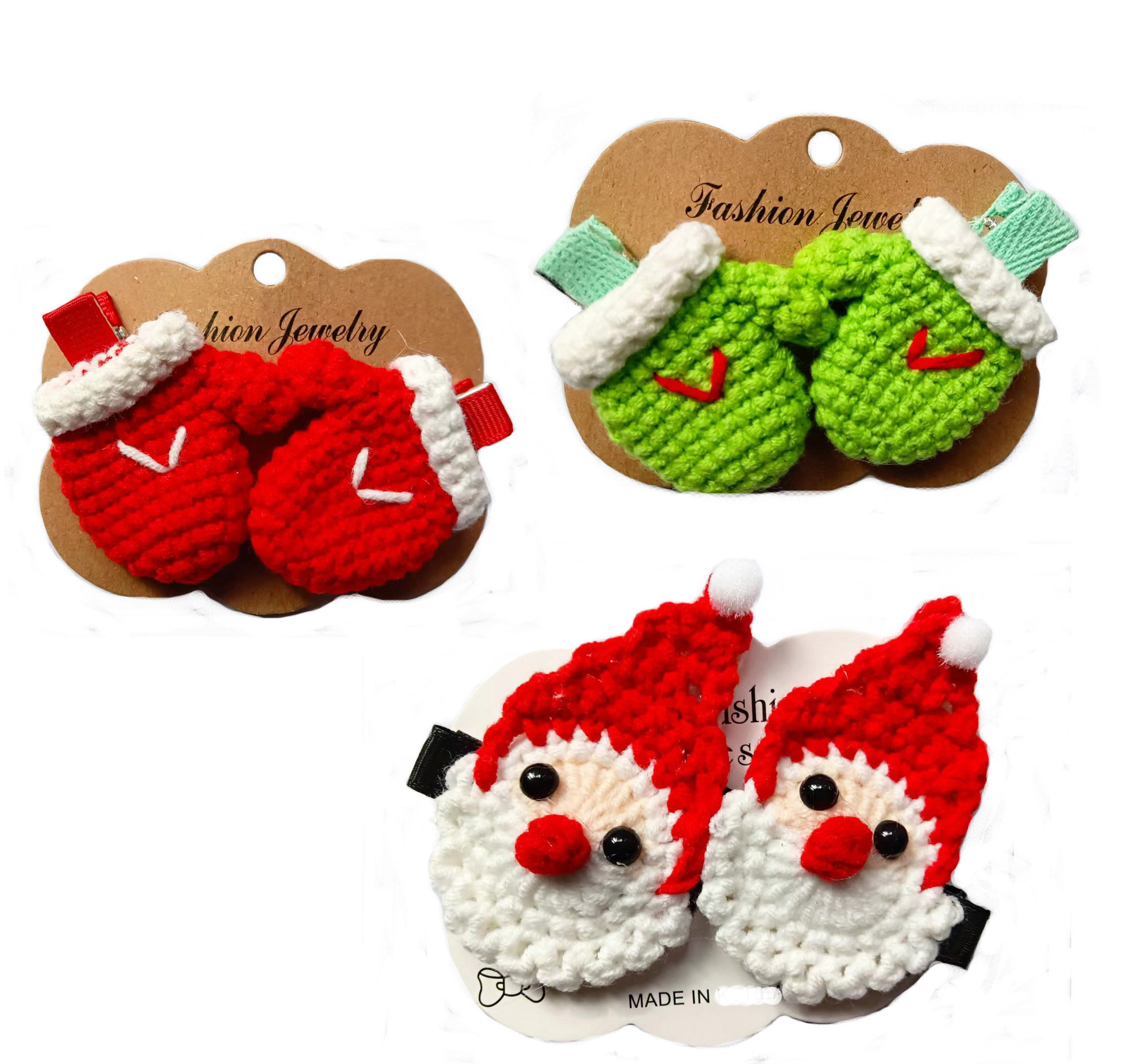 Christmas Crochet Hair Clips 2 PCS,  gifts for little Girls, Teens, totally 3 styles