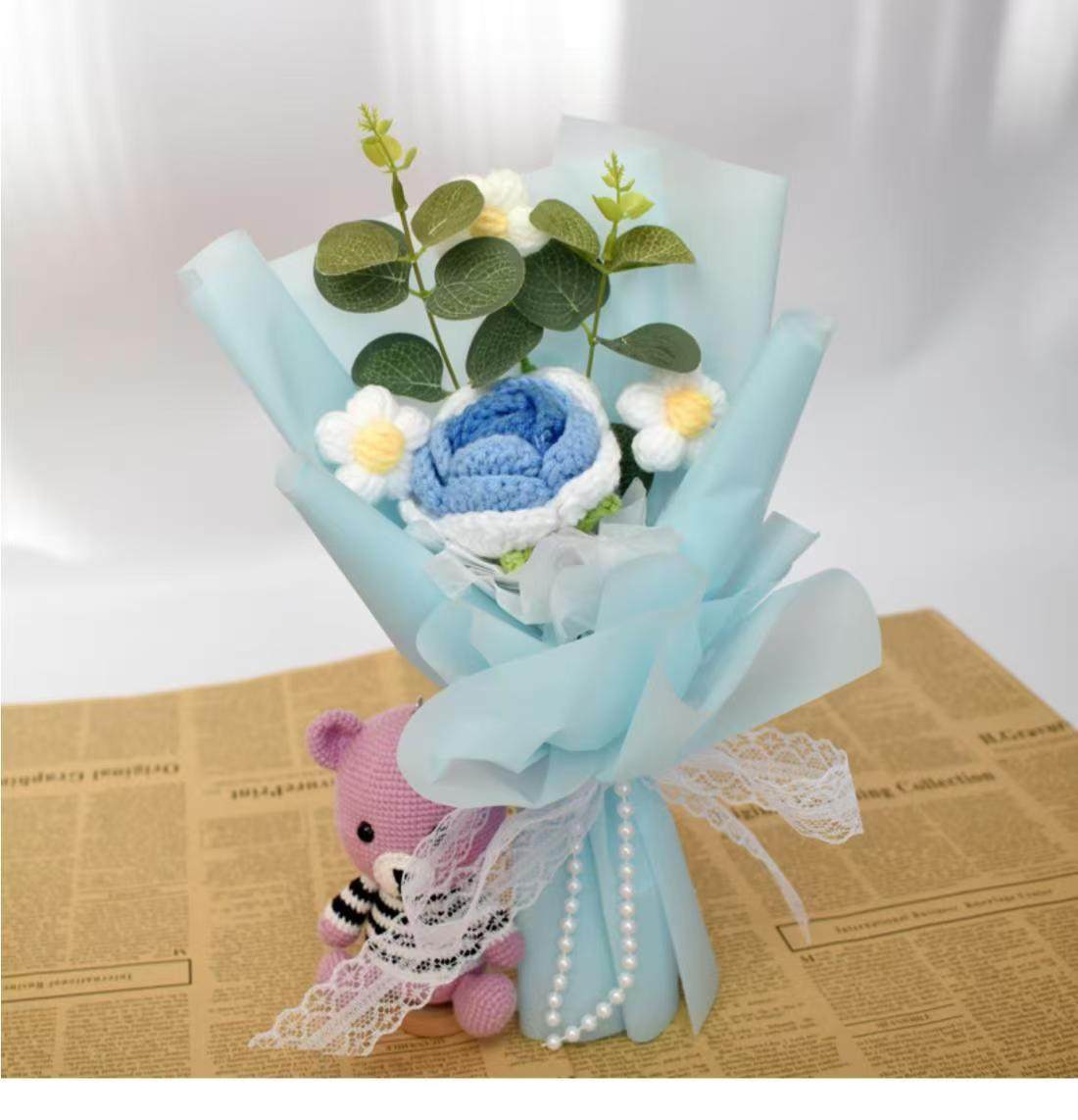 Crochet Flowers Bouquet-Blue