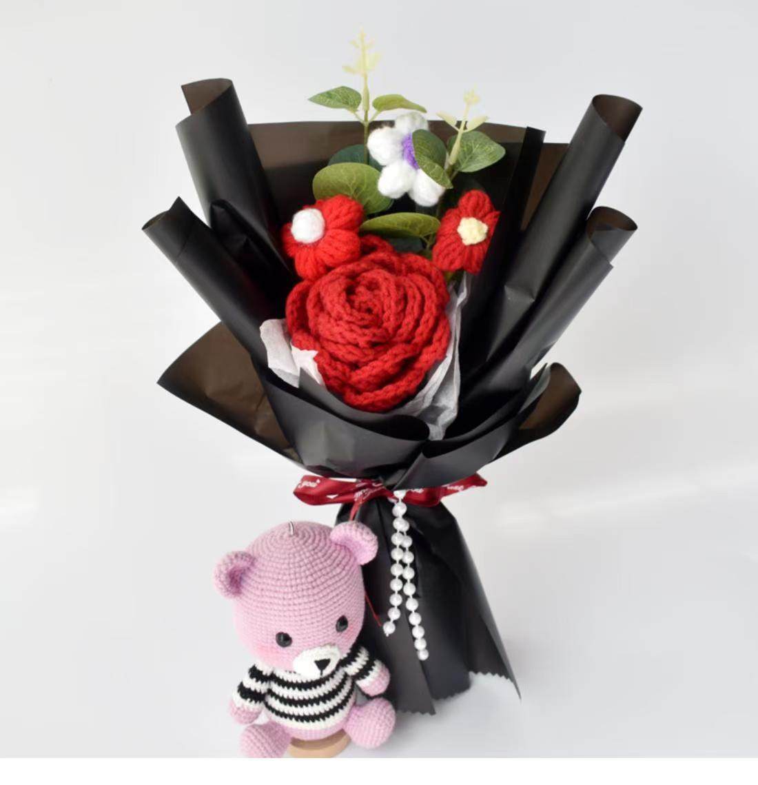 Crochet Flowers Bouquet-Red