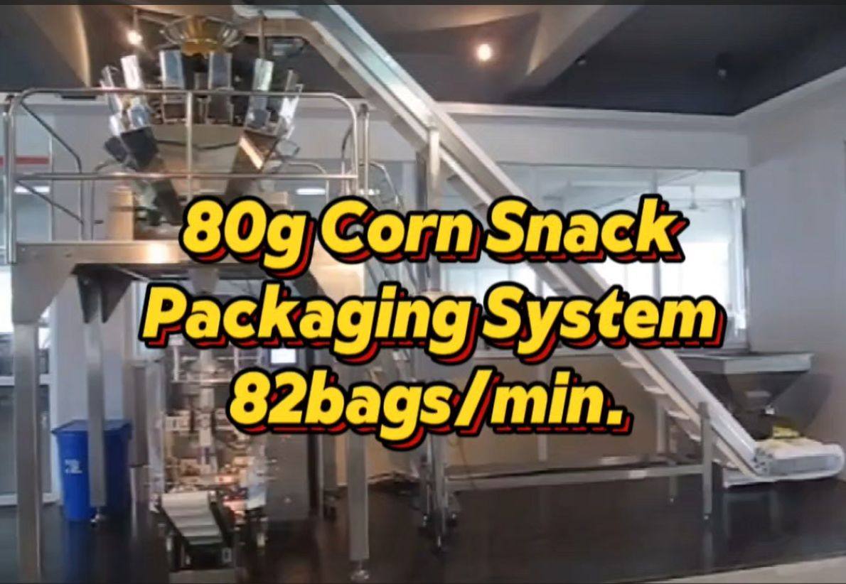 80g Corn Snack Packaging System, Packaging Speed: 82bags/min.