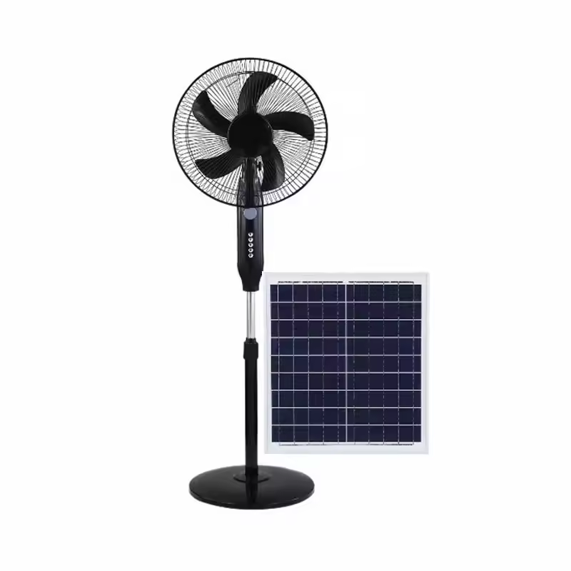 16 Inch 12V Wholesale Solar Fan Solar Powered Fan Pricece Cheap Stand Solar Fan with Panel and LED Light