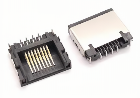 RJ45 Socket,Half-side structure,Sunk plate 3.7mm,DIP