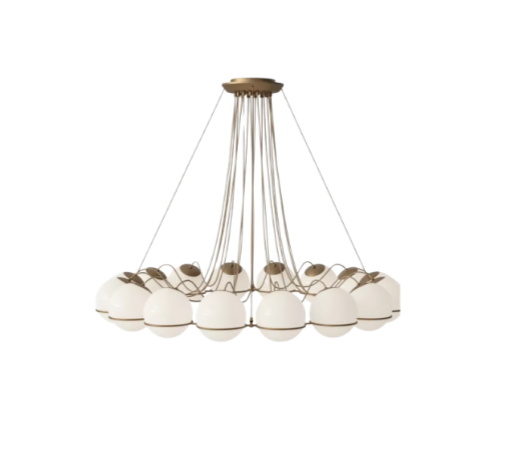 FCYC013 Modern Nordic Design Iron Frame Glass Chandelier Warm White LED Adjustable Height for Hotel Home Use-Gold Finish High CRI 90