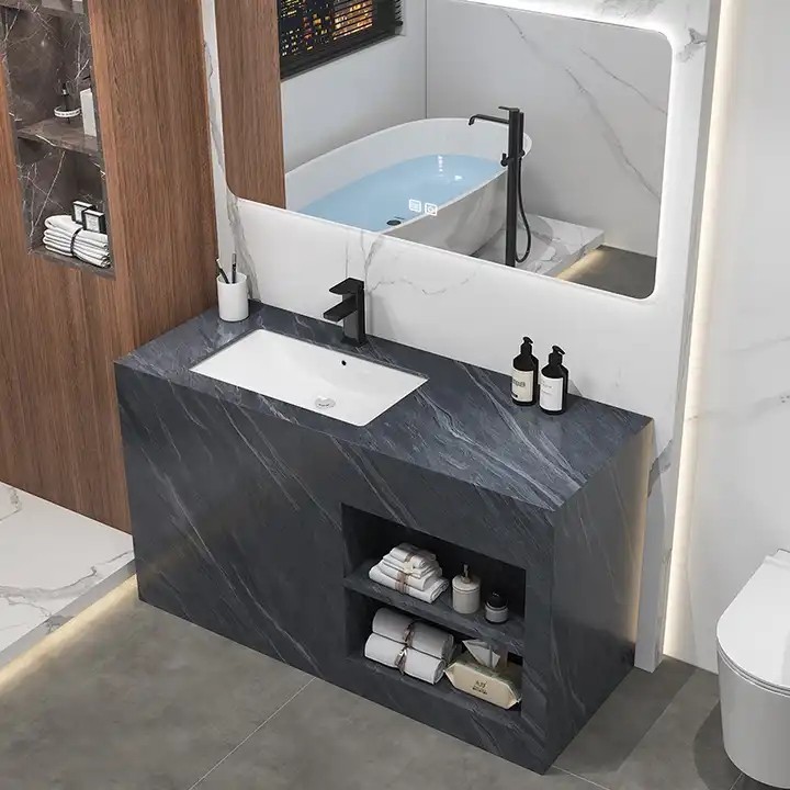 Luxury Hotel Custom Floor Mounted Waterproof Bathroom Cabinet Set