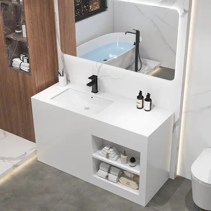 Luxury Hotel Custom Floor Mounted Waterproof Bathroom Cabinet Set