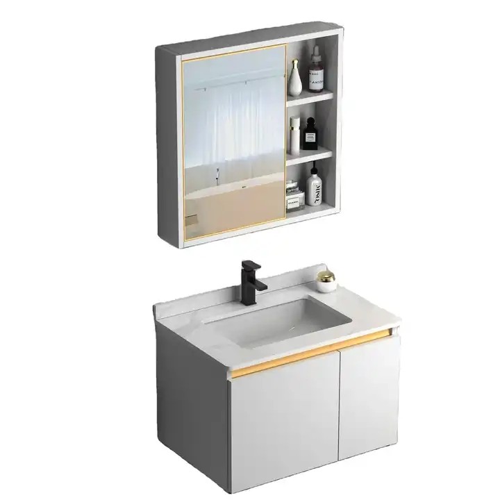 Hot Sale White Colour Bathroom Cabinet Stainless Steel Bathroom Vanities