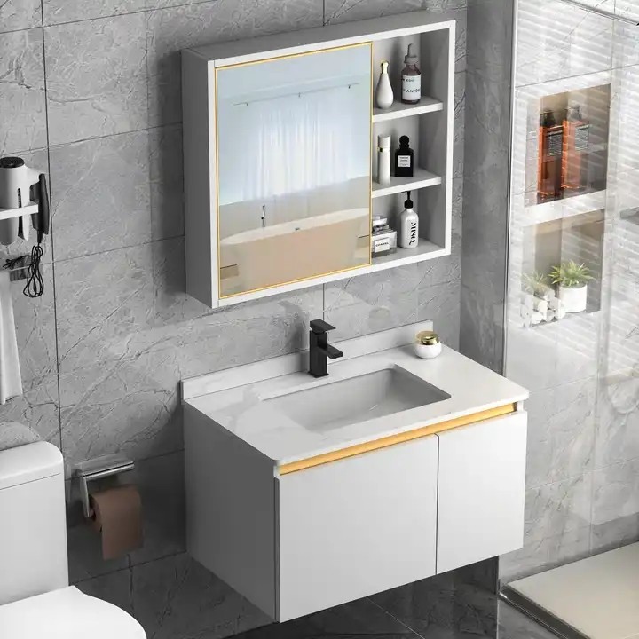 Hot Sale White Colour Bathroom Cabinet Stainless Steel Bathroom Vanities