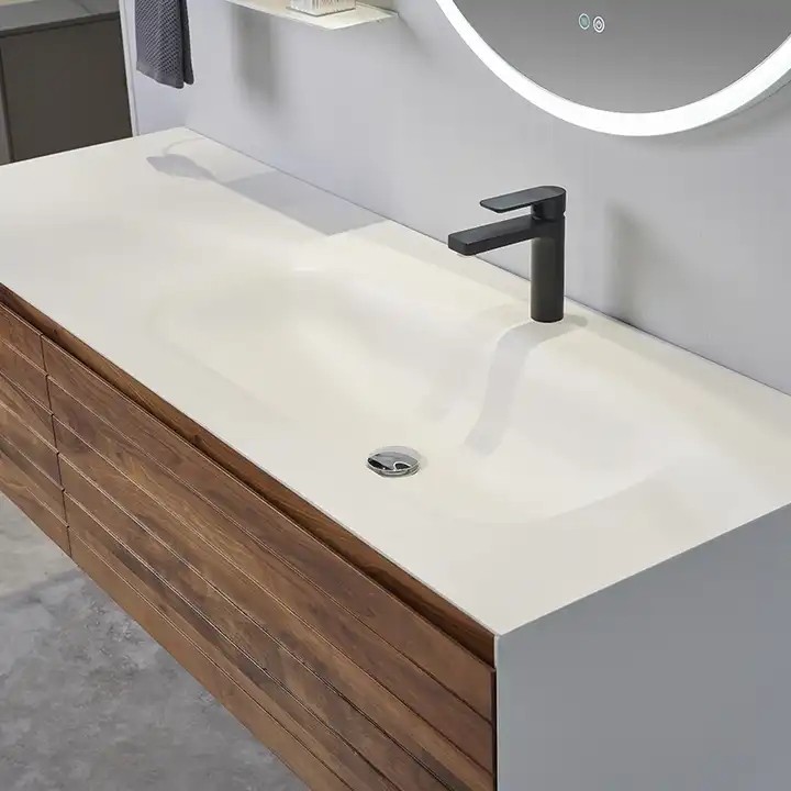 Modern Wood Bathroom Vanities with Led Mirror Drawers Bathroom Cabinet Plywood Vanity