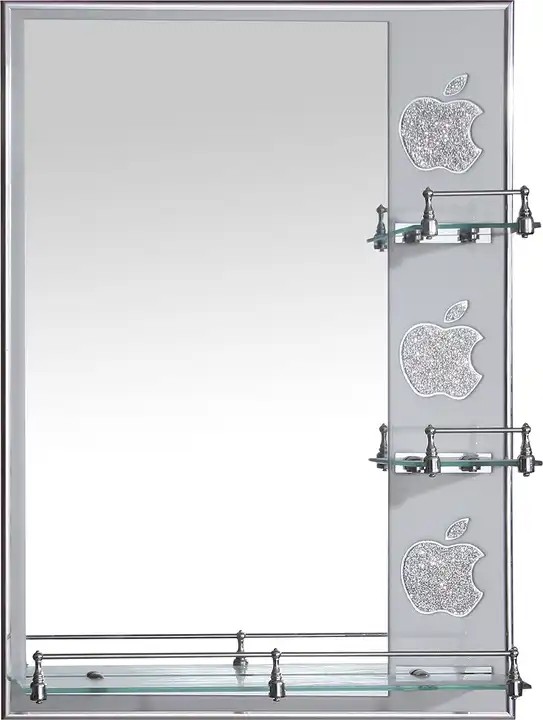 Silver glass with shelving mirror bathroom wall mirror