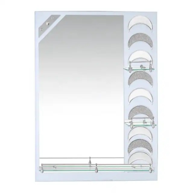 Silver glass with shelving mirror bathroom wall mirror