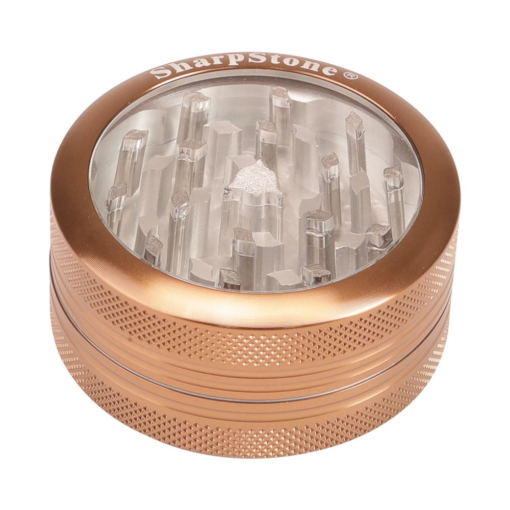 Diameter 54mm aluminum transparent window 3 layers manual herb grinder