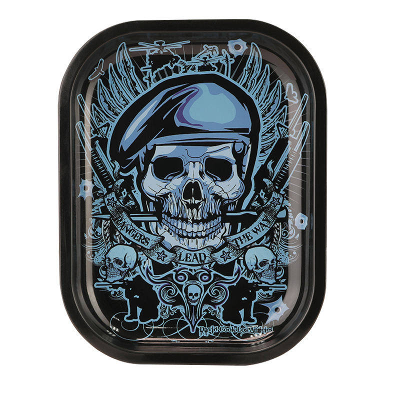 High Quality Custom Logo 18*14cm Smoke Rolling Tin Tray With Magnetic Lid Herb Metal Rolling Tray Smoking Accessories Kit