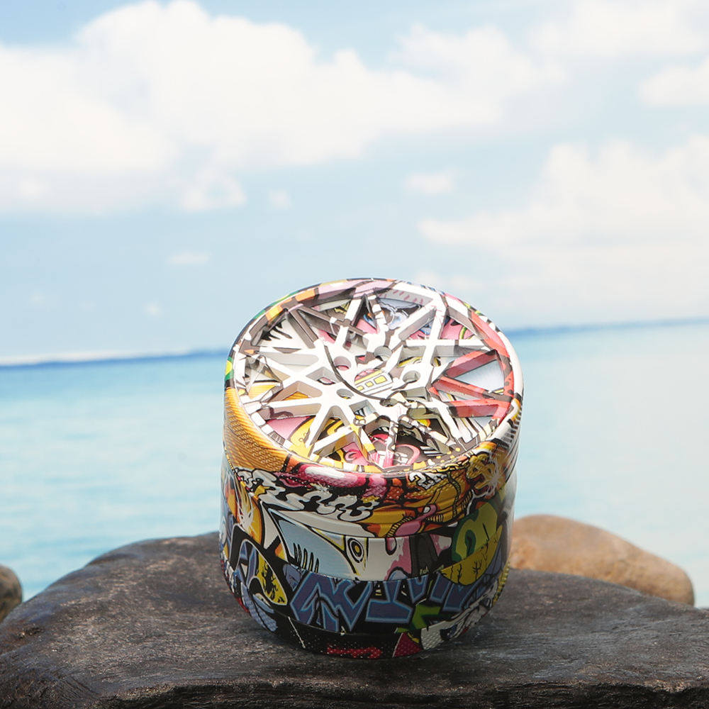 Hermit crab aluminum alloy manual herb grinder 63 water transfer printing grinder