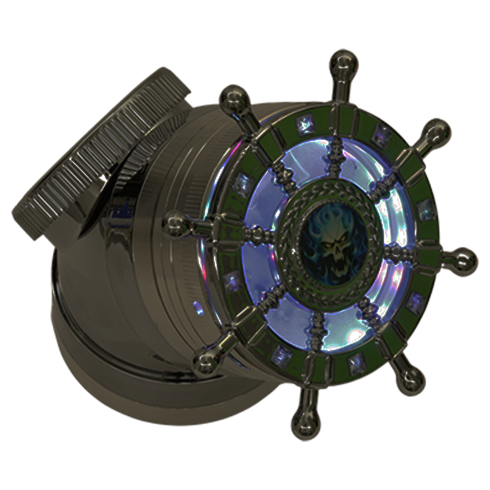 New European and American Luminous Rotating Ship Rudder Cover with a Skewed Neck 63mm 4-layer Grinder Metal Smoke Grinder