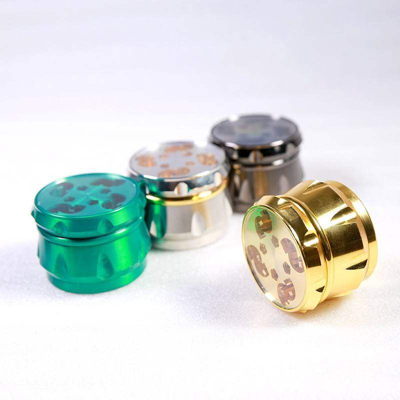 63MM4-layer drum color manual herb grinder Transparent smoke extractor Zinc alloy drum smoke extractor