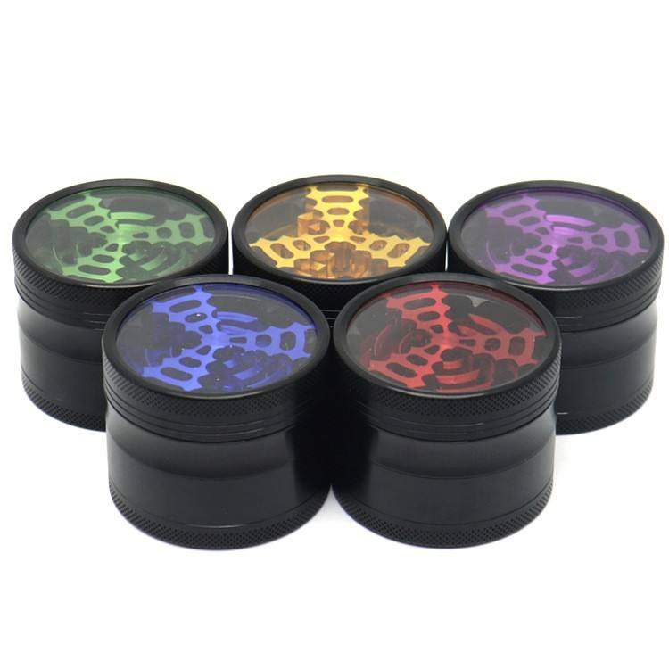 63mm four-layer aluminum alloy Hermit crab tobacco grinder Wifi tooth transparent top cover diameter tobacco grinder tobacco set