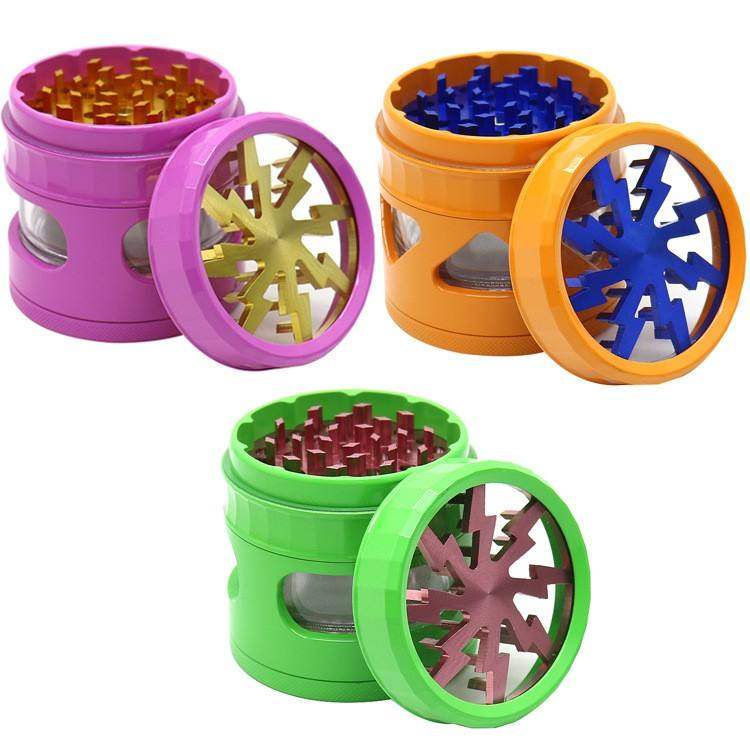 Hermit crab tobacco grinder aluminum alloy 63mm four-layer ceramic paint metal lightning teeth manual herb grinder