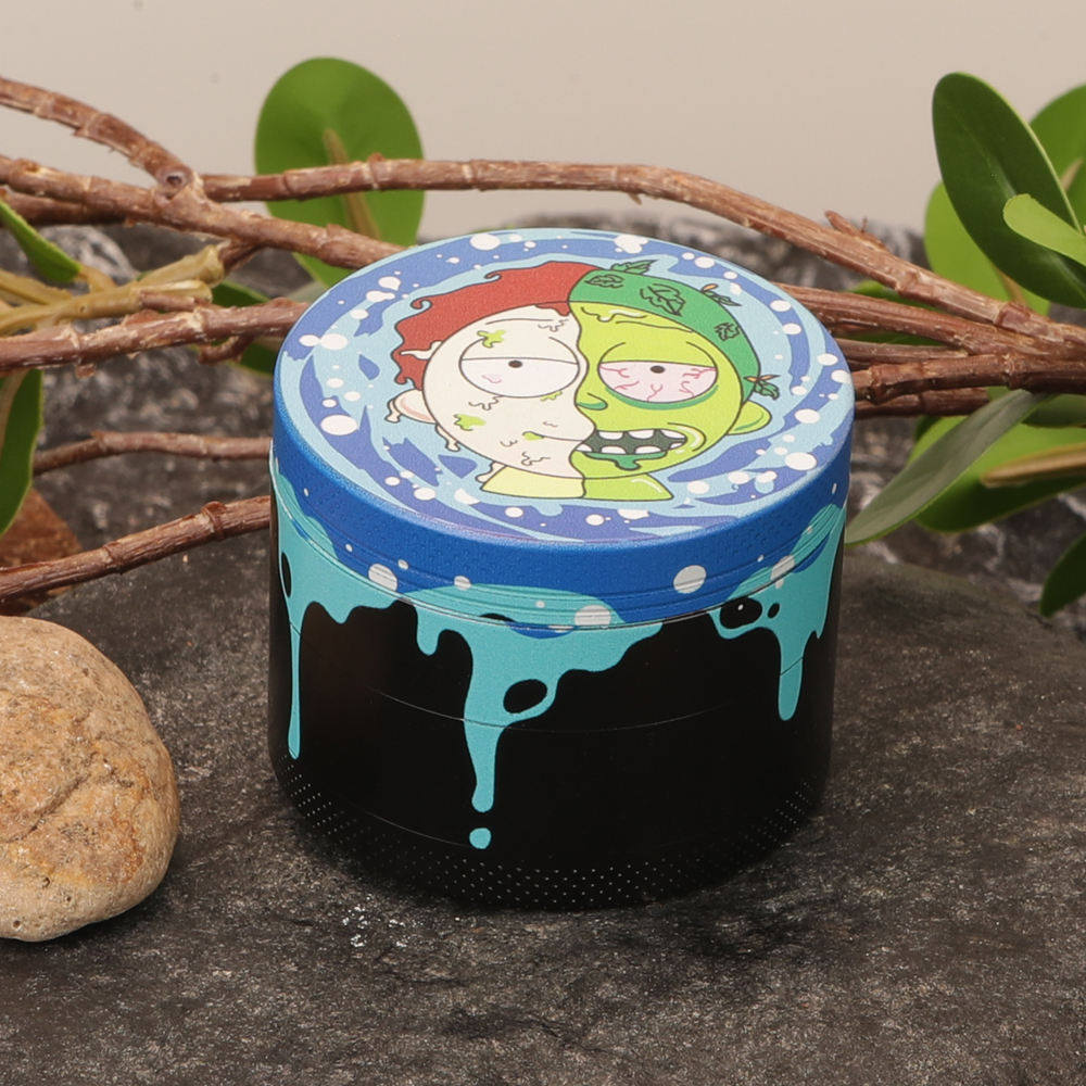 Hermit crab tobacco grinder diameter 55MM50MM35MM flat zinc alloy color printing water drop manual herb grinder