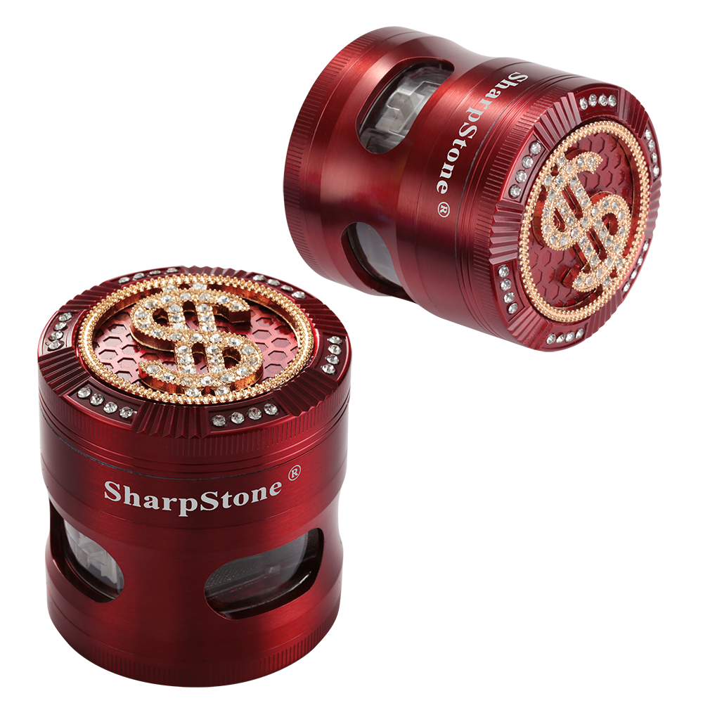 SHARPSTONE herb grinder with Zinc alloy 63 point diamond animal waist drawer