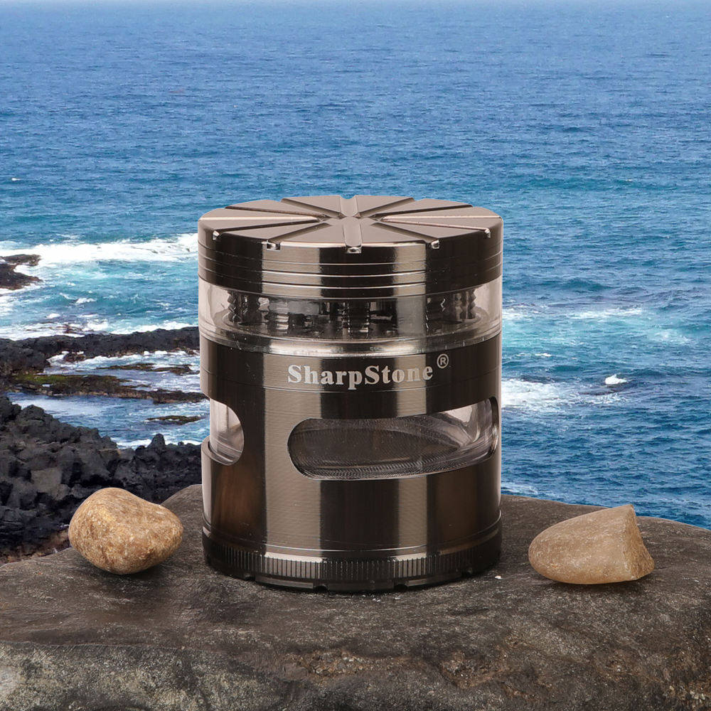 Hermit crab tobacco grinder Four-layer side window metal smoke grinder 63mm zinc alloy through window manual herb grinder