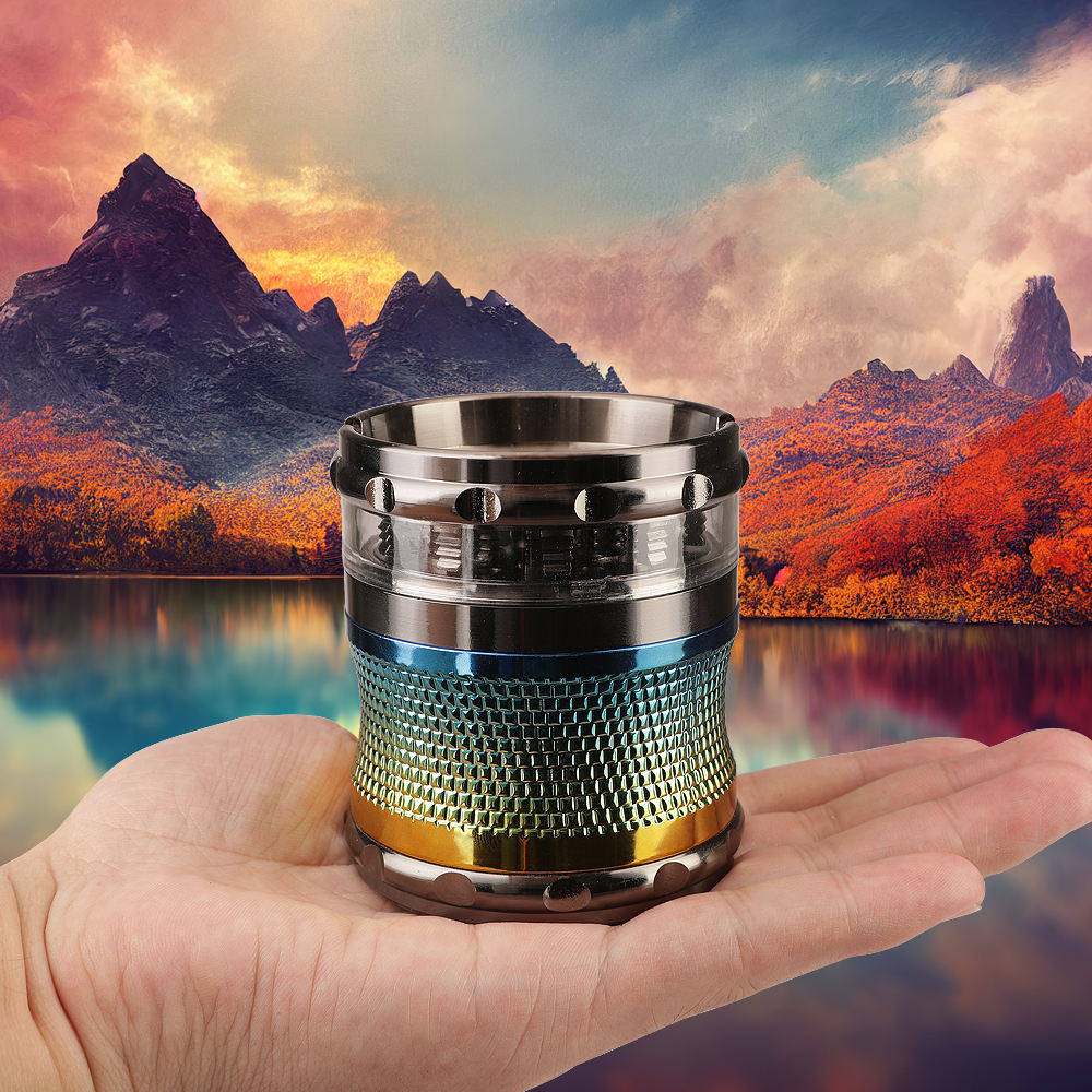 Hermit crab tobacco Ashtray zinc alloy 63MM four layers with smoke clip gradient color fine waist resin manual herb grinder