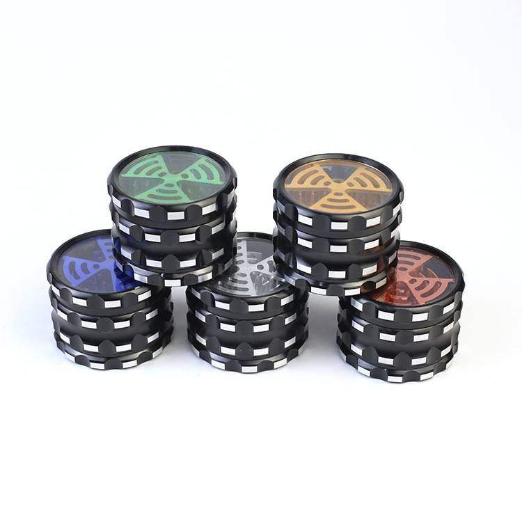 Manufacturers wholesale Amazon aluminum alloy smoke mill signal tooth four-layer 63mm sound window smoke mill smoke breaker