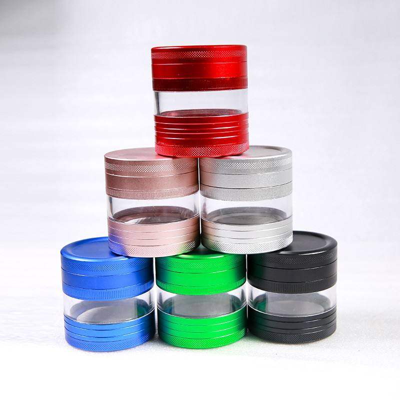 Foreign trade for diameter 63mm four layer aluminum alloy smoke grinder removable mesh transparent window grinder
