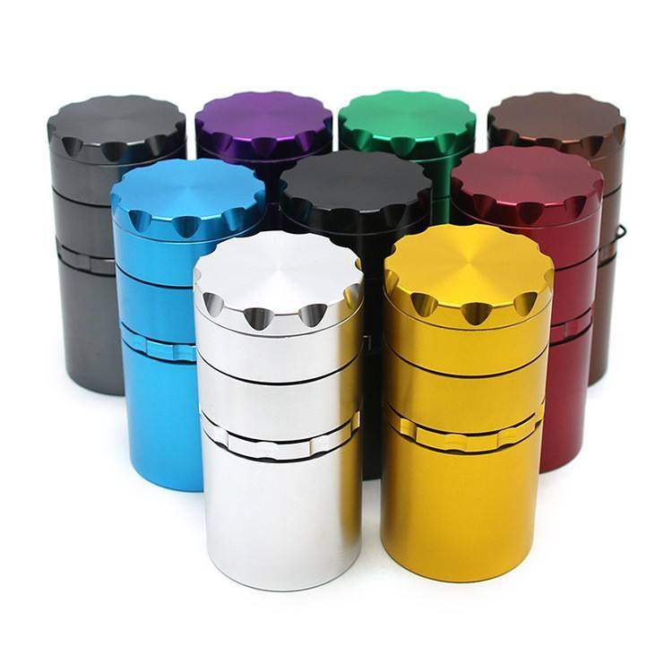 Aluminum alloy diameter 50mm-5 layer manual herb grinder with storage tank metal tobacco grinder smoke set