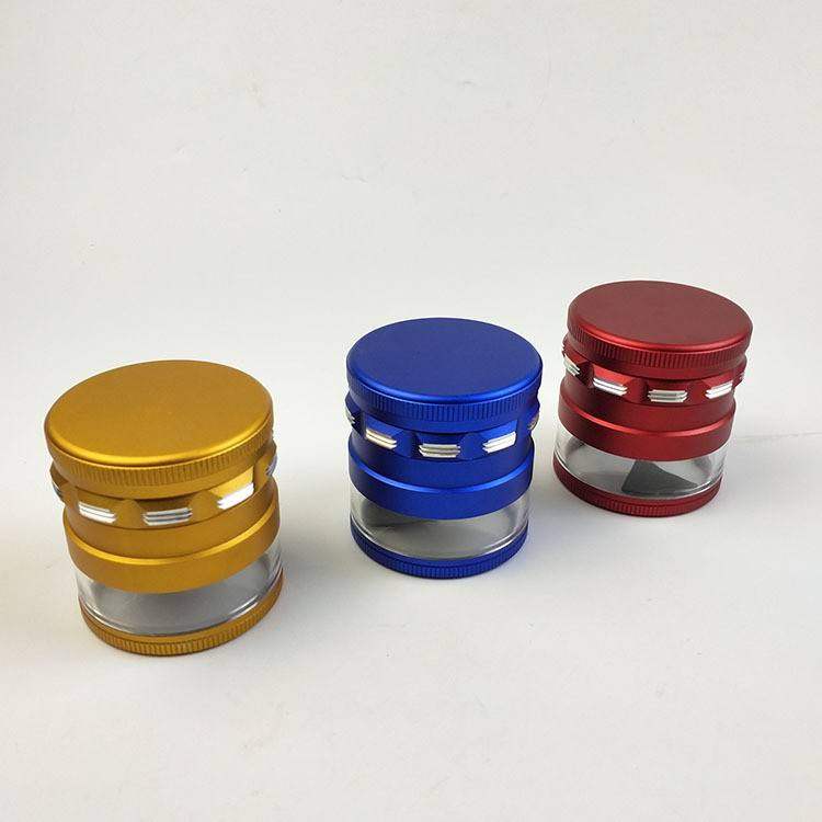 Cross-border new aluminum alloy smoke mill Creative metal transparent four-layer 63MM grinder