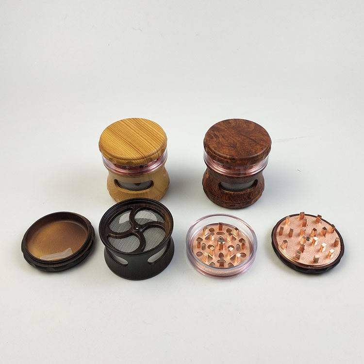 New resin manual herb grinder Display box 4 layers diameter 65MM zinc alloy flat tooth grinder
