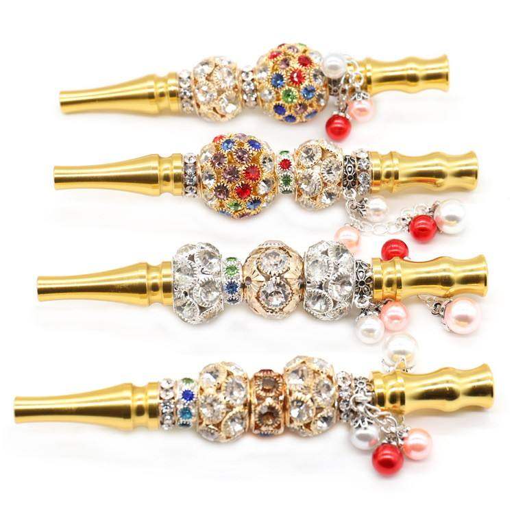Factory wholesale lady creative pendants diamond-encrusted gold cigarette holder, circular filtering creative metal