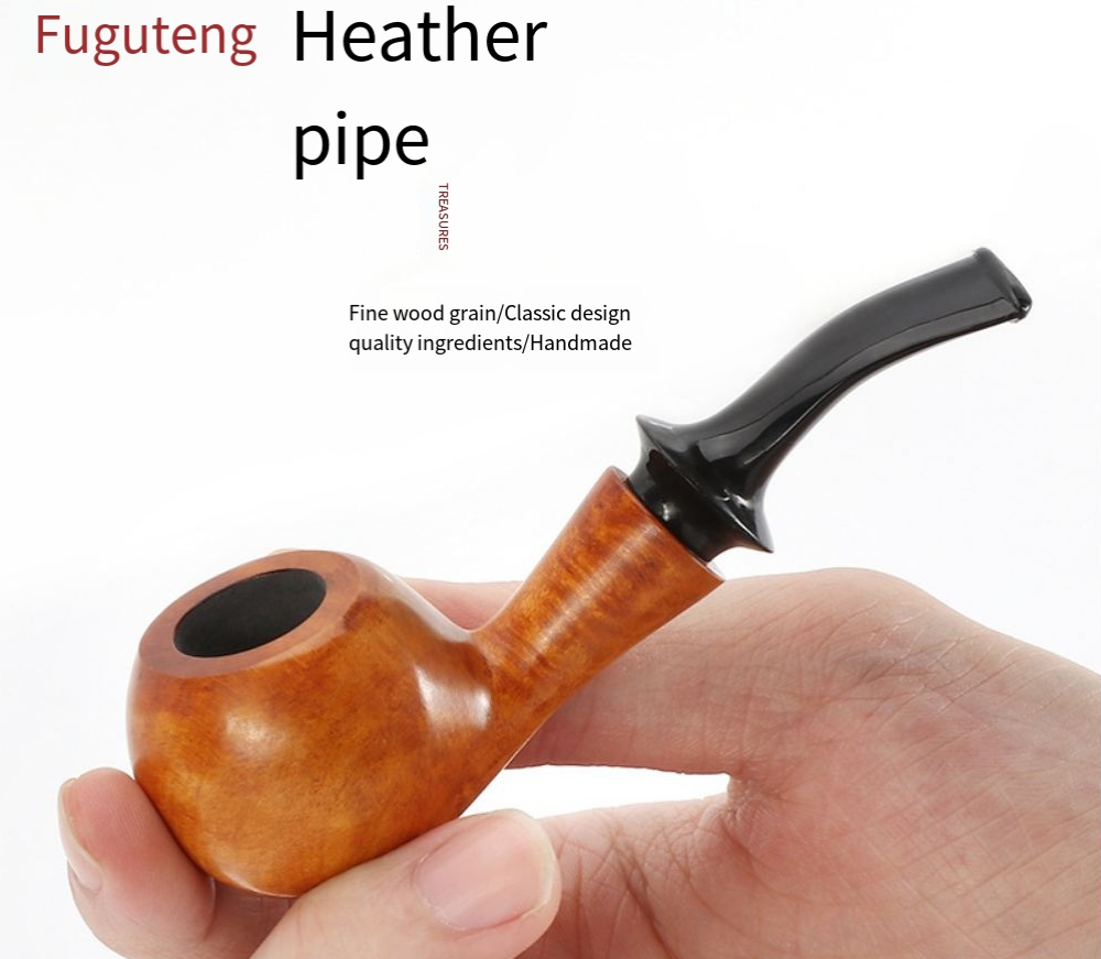 Heather small pipe portable detachable 3MM flue filter solid wood pipe tobacco tobacco rolling machine