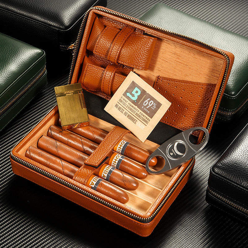 Personalised Wood Pu Leather Customized Cigars Accessories Humidors Travel Cigar Case