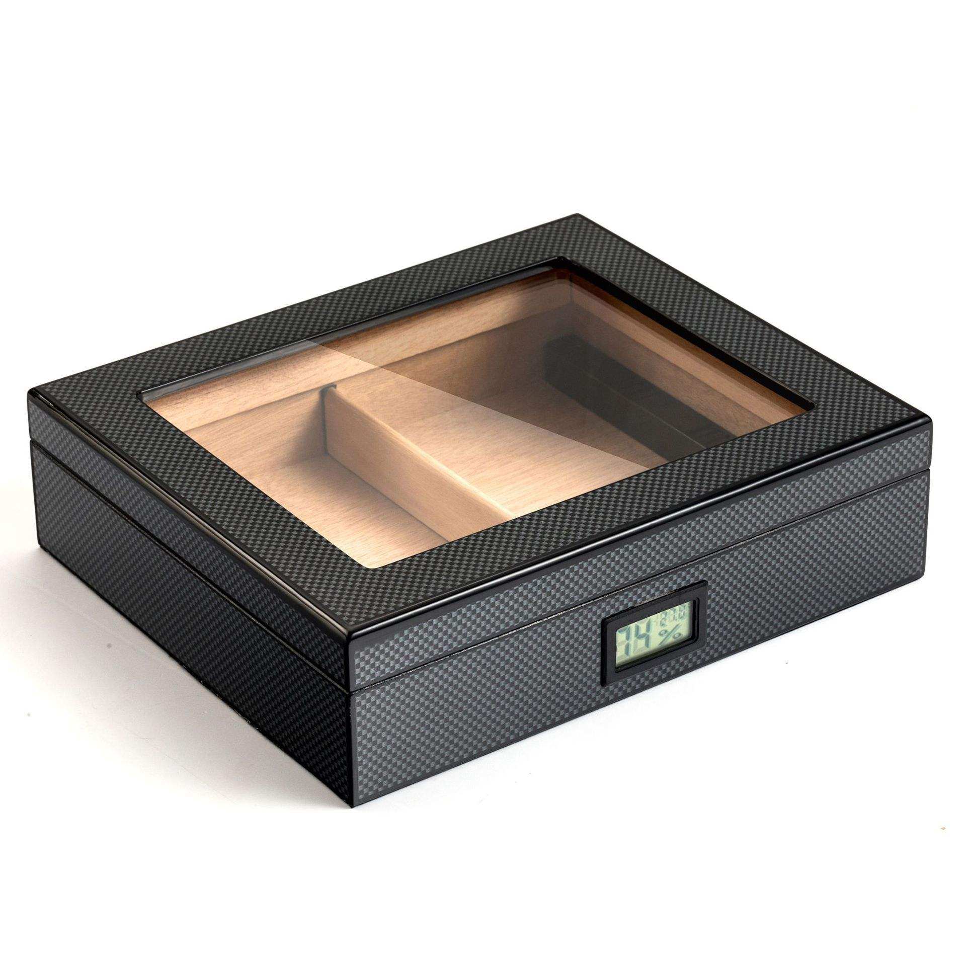 Piano paint high-grade electronic display constant temperature cedar wood box Large capacity portable carbon fiber cigar box Moi