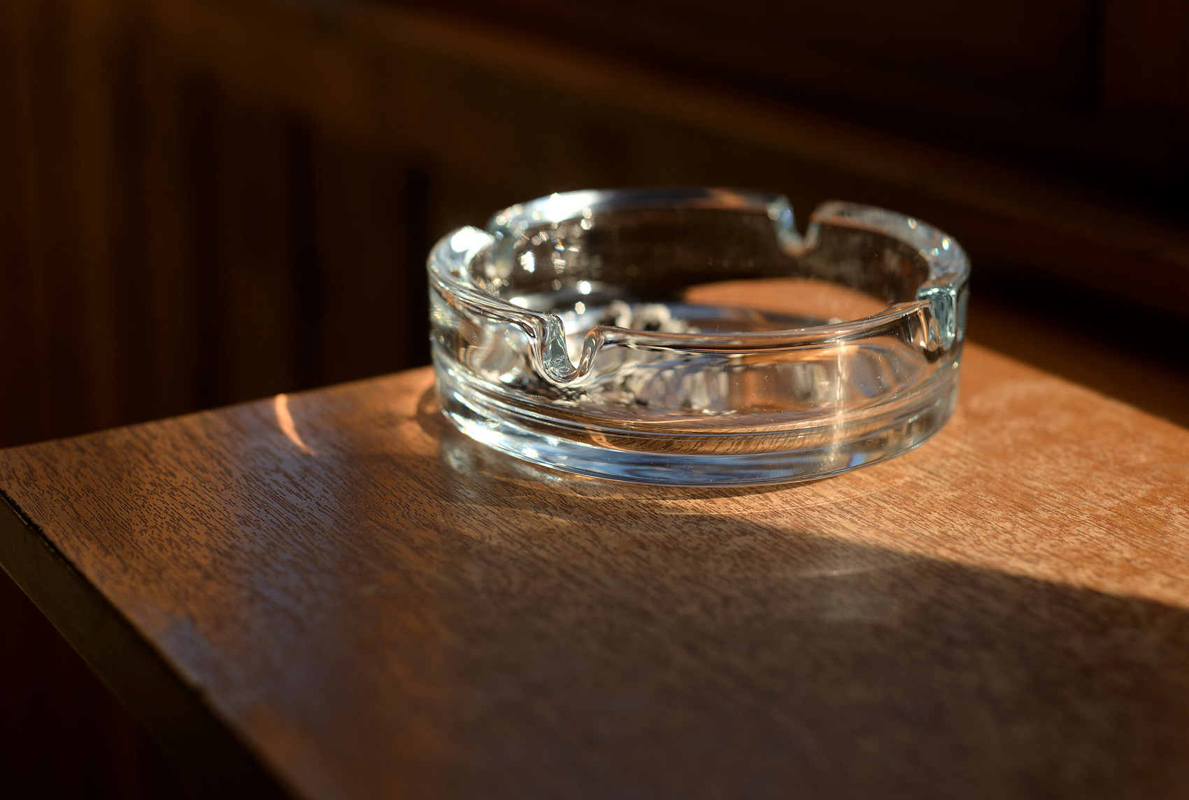 A glass ashtray