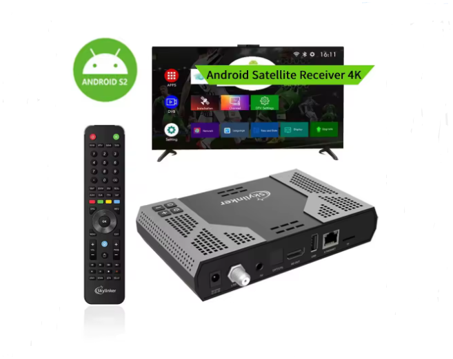 SSSR002 Android Satellite Receiver 4k H.265 HEVC FTA Decoder Z8 5G Wifi 2+16GB Android OTT+DVB-S2 Digital TV Receiver Hybrid Set-top Box