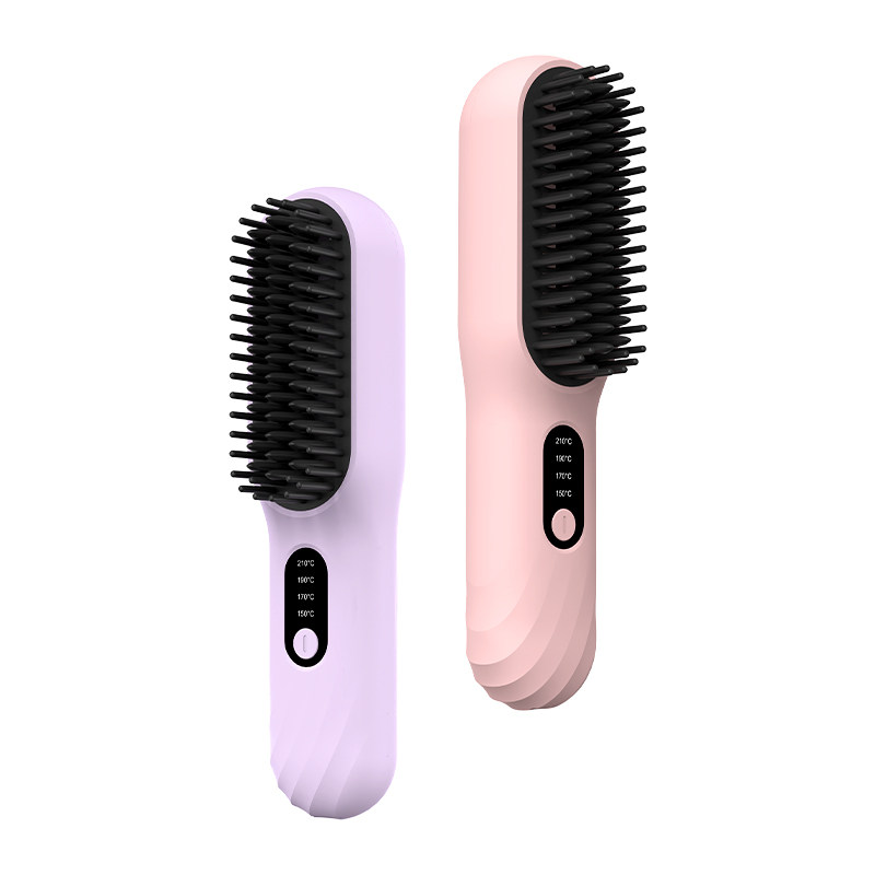 Cordless hair straightener brush hair styling tool