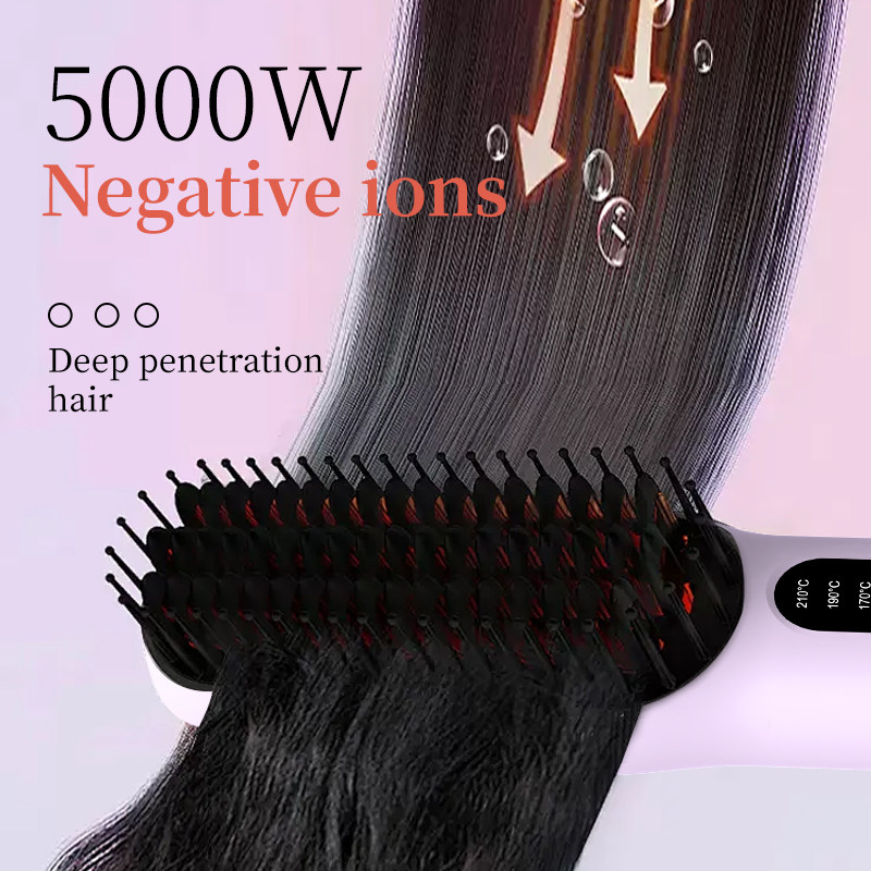 Cordless hair straightener brush hair styling tool