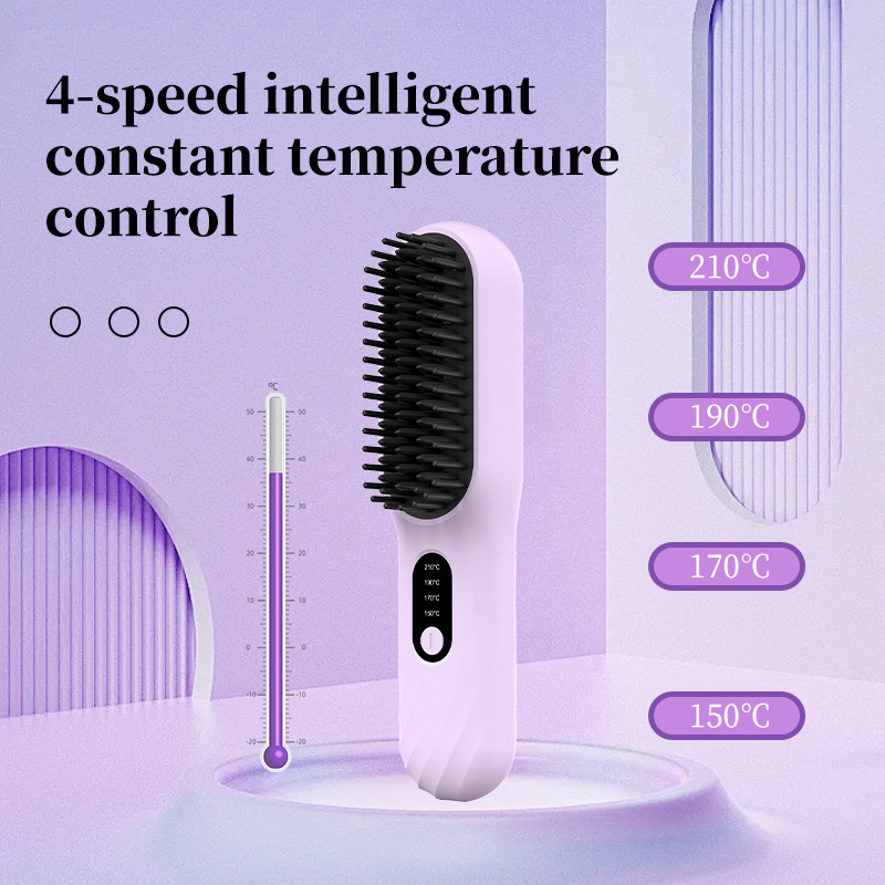 Cordless hair straightener brush hair styling tool