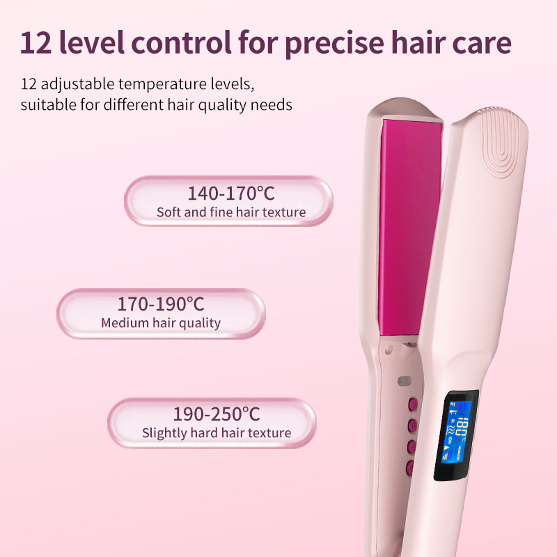 Professional Salon Flat Iron with 1.6 Inch Plate Ceramic Tourmaline Ionic Hair Straightener and Curler
