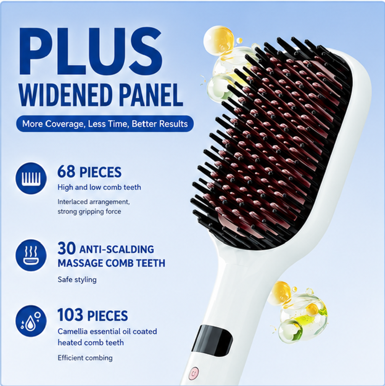 Hair straightener brush with Anti-Scald Technology, and Auto Shut-Off - Ideal for All Hair Types