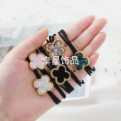 Four-leaf clover Head Rope Korean Version Simple and Versatile Temperament Hair Band Tie Hair Rubber band Adult Hair Ornament Girl