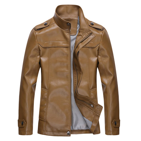 Light brown handsome car leather jacket