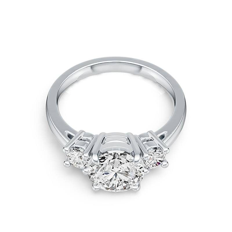 BrilYou Round cut three tone engagement ring Four prong moissanite ring