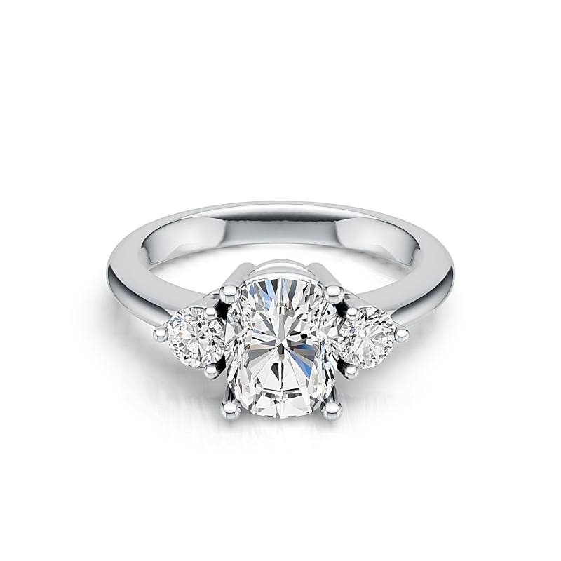 BrilYou Three stone Cushion cut Mossanite engagement ring