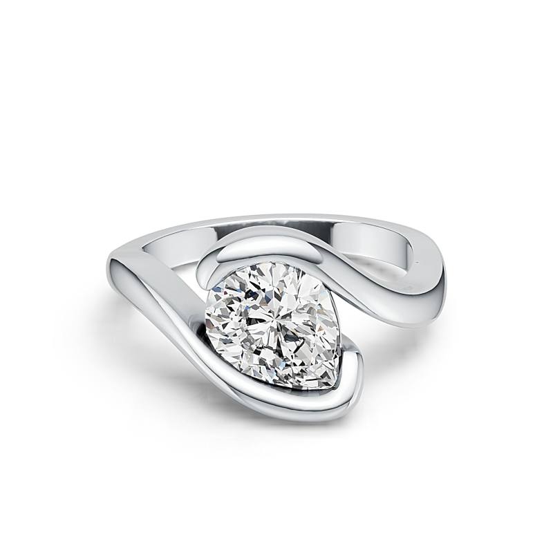 BrilYou Oval Cut Bezel Setting Solitaire Engagement Ring For Women