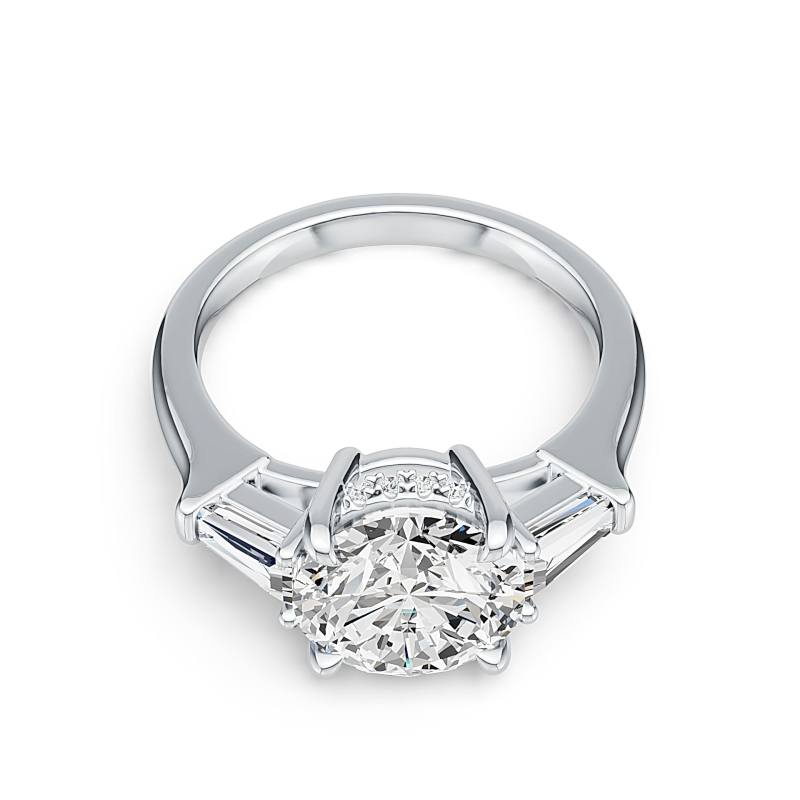 BrilYou Three Stone Moissanite Engagement Ring