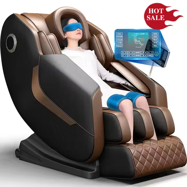 Luxury Leather Electric 8D Zero Gravity Full Body Airbag Massage Chair with Automatic Programs, New Design, Free Spare Parts